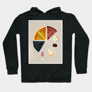 Minimalist Pizza and Wine Art Hoodie